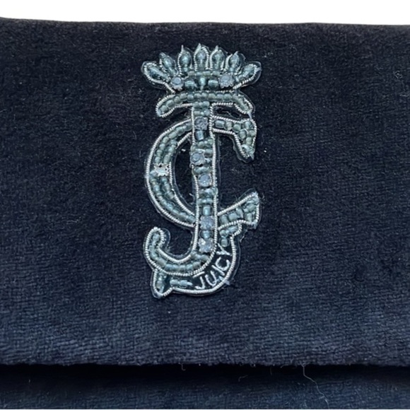 Juicy Couture Suze Chain Velour Clutch‎ Black Y2K Beaded Bedazzled NEW